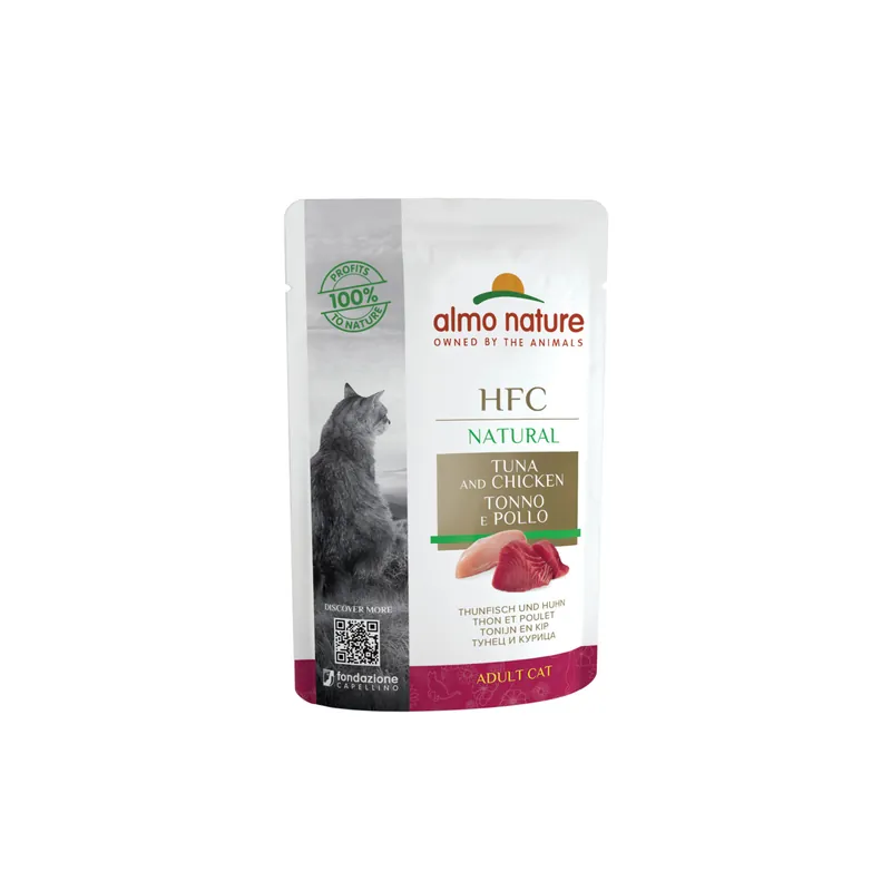 Sparpaket 24 x 55 g Almo Nature HFC Natural Thunfisch und Huhn Katzen Nassfutter Top-Seller